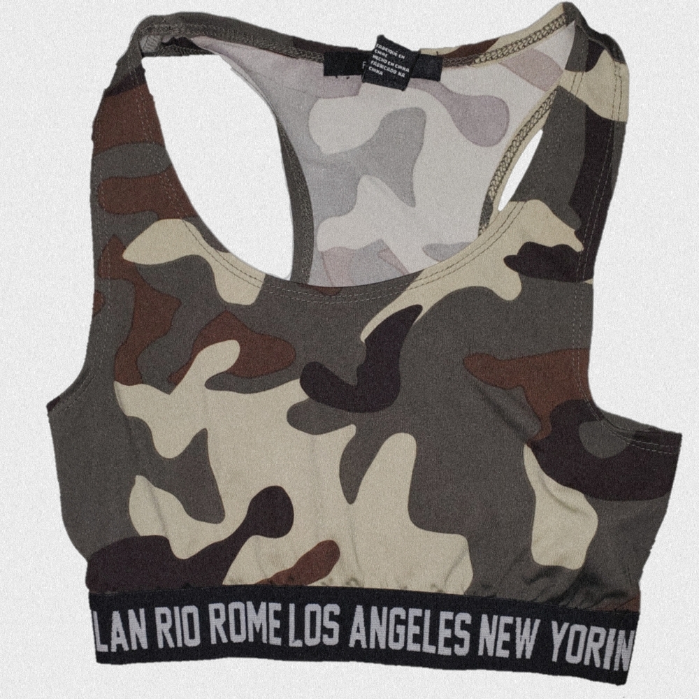 ✅ Forever Camo Print Major Cities sports bra